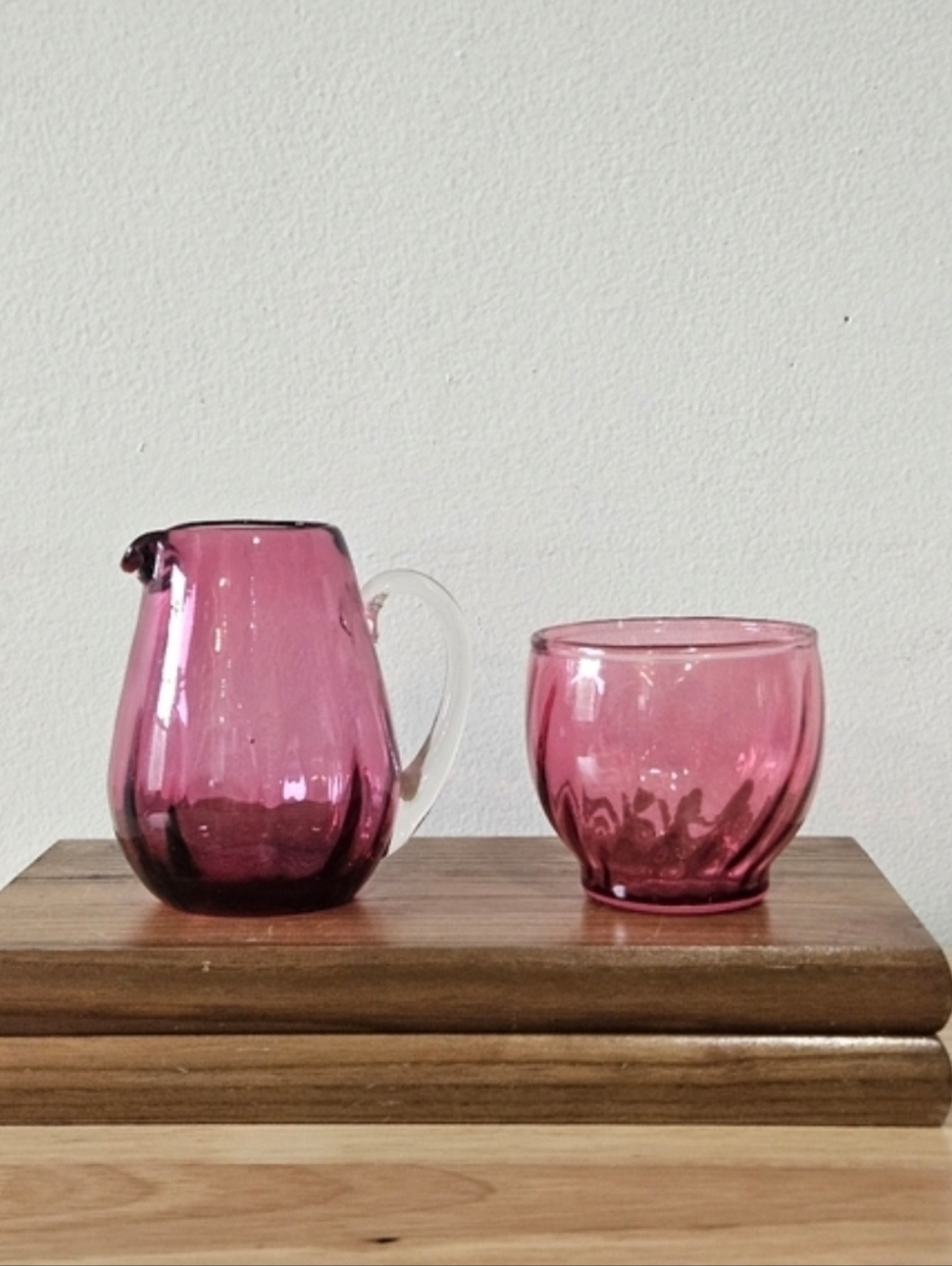 2 Piece Pilgrim Cranberry Glass Set